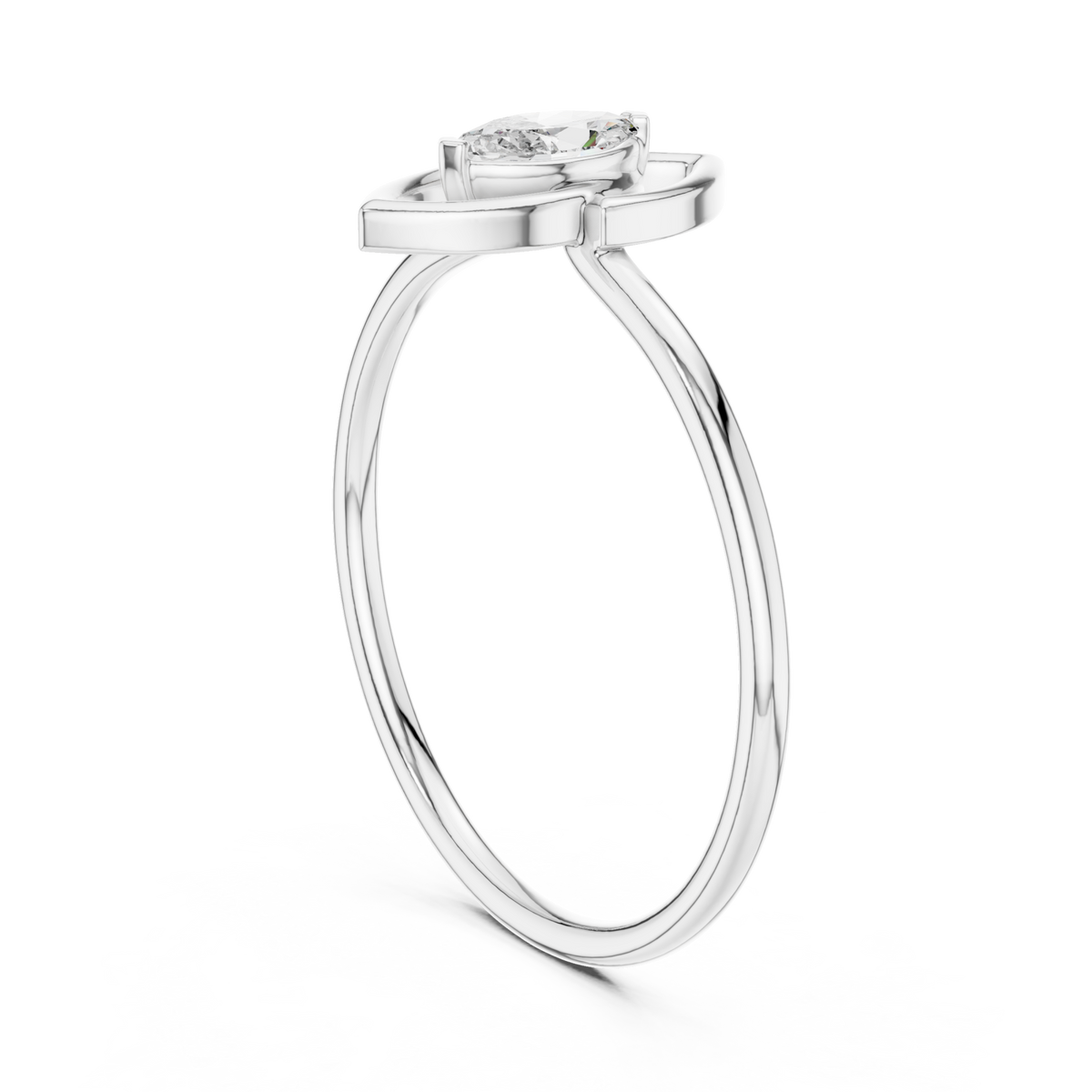 Marquise outline solo ring white gold side view