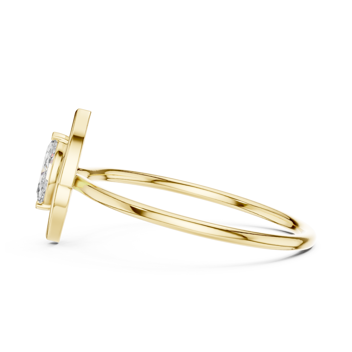 Marquise outline solo ring yellow gold angle view