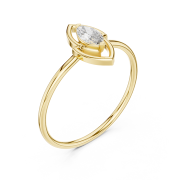 Marquise outline solo ring yellow gold front view