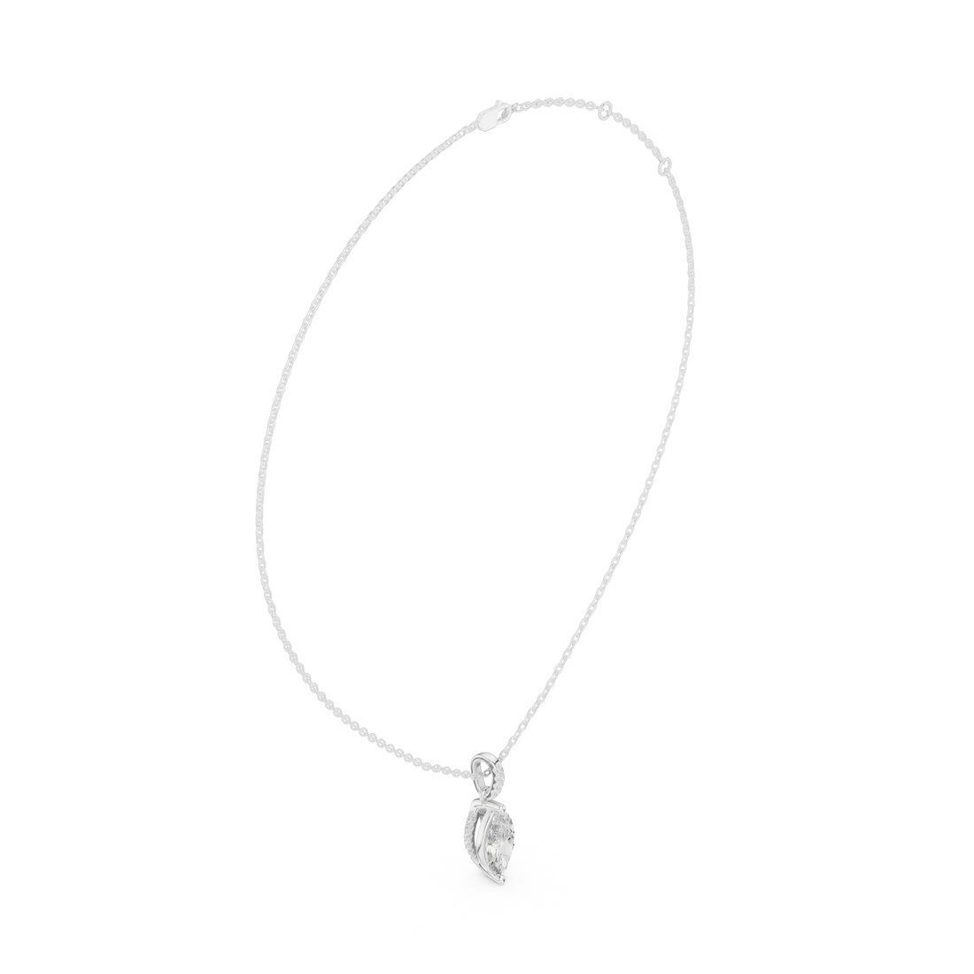 Marquise pave bail solitaire pendant white gold front view