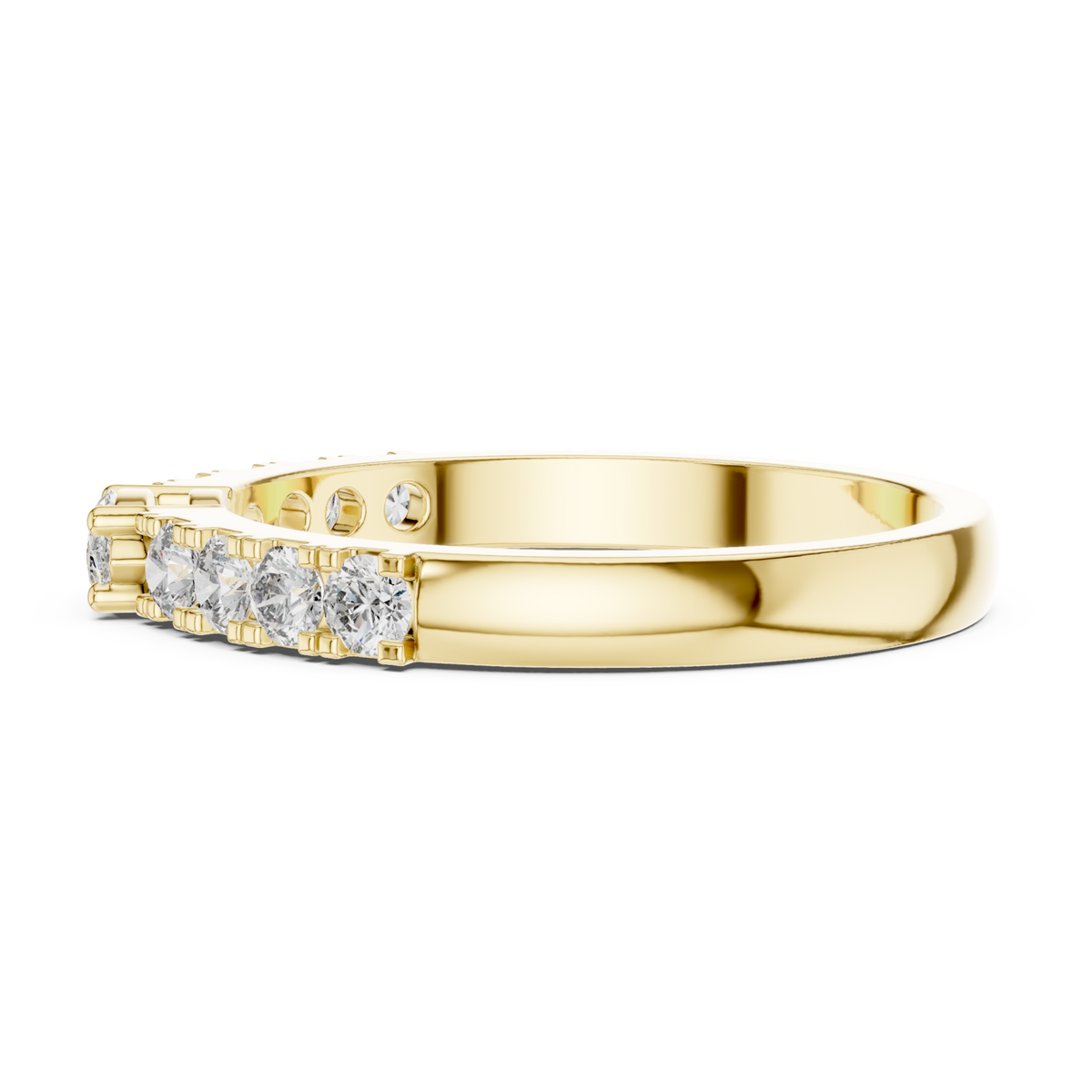 Marquise pave band ring yellow gold angle view