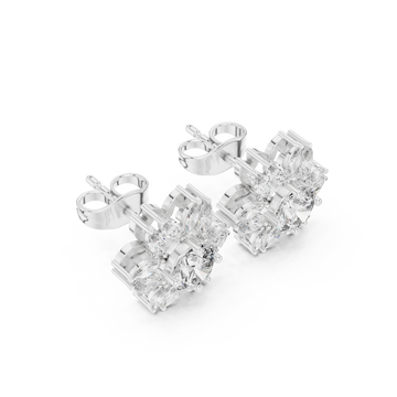  White Gold Petite Marquise Petal Flower Studs Front View
