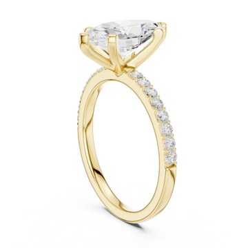 Marquise petite pave engagement ring yellow gold front view