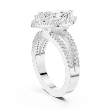Marquise split shank halo engagement ring white gold front view