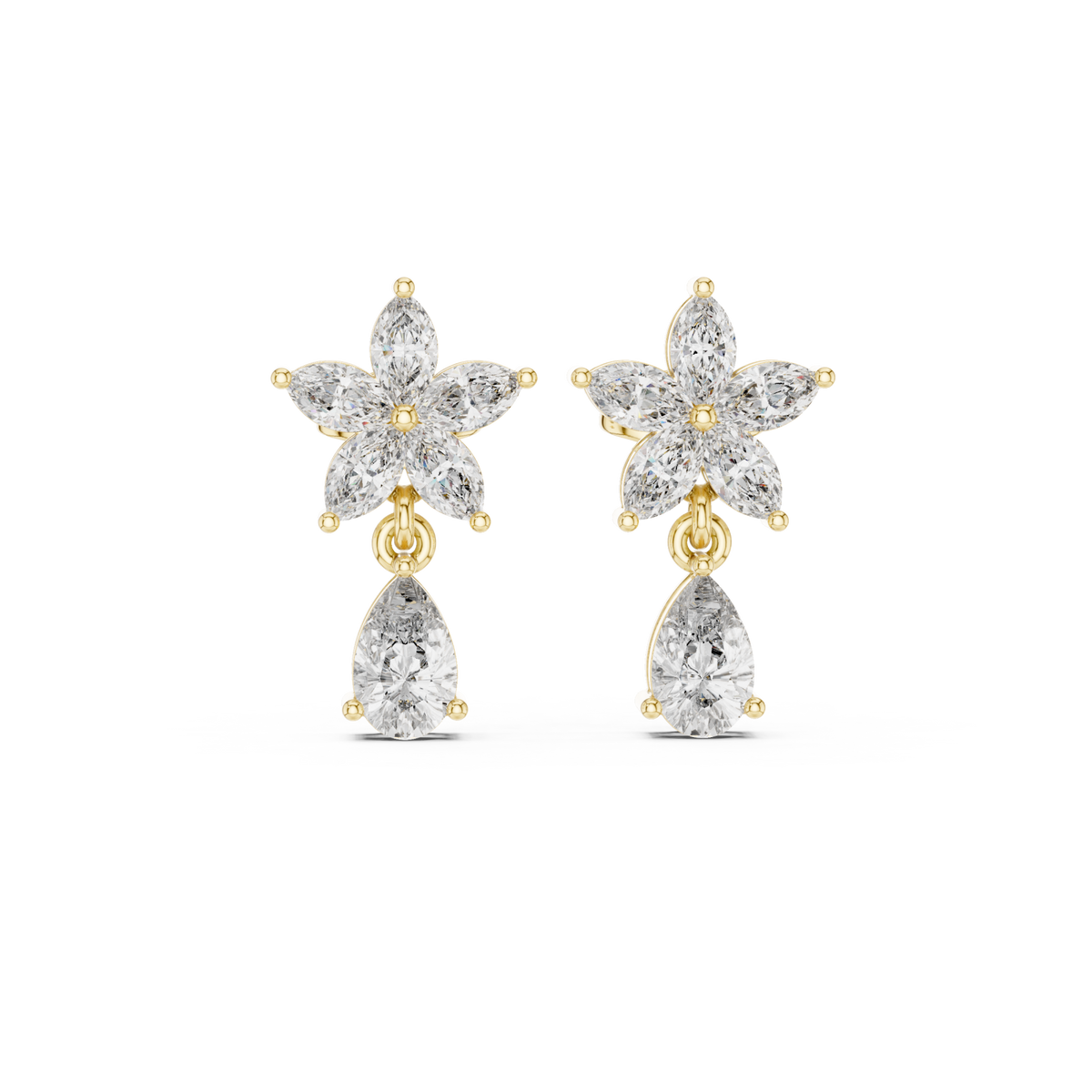  Gold Marquise Star Pear Drops Detail View