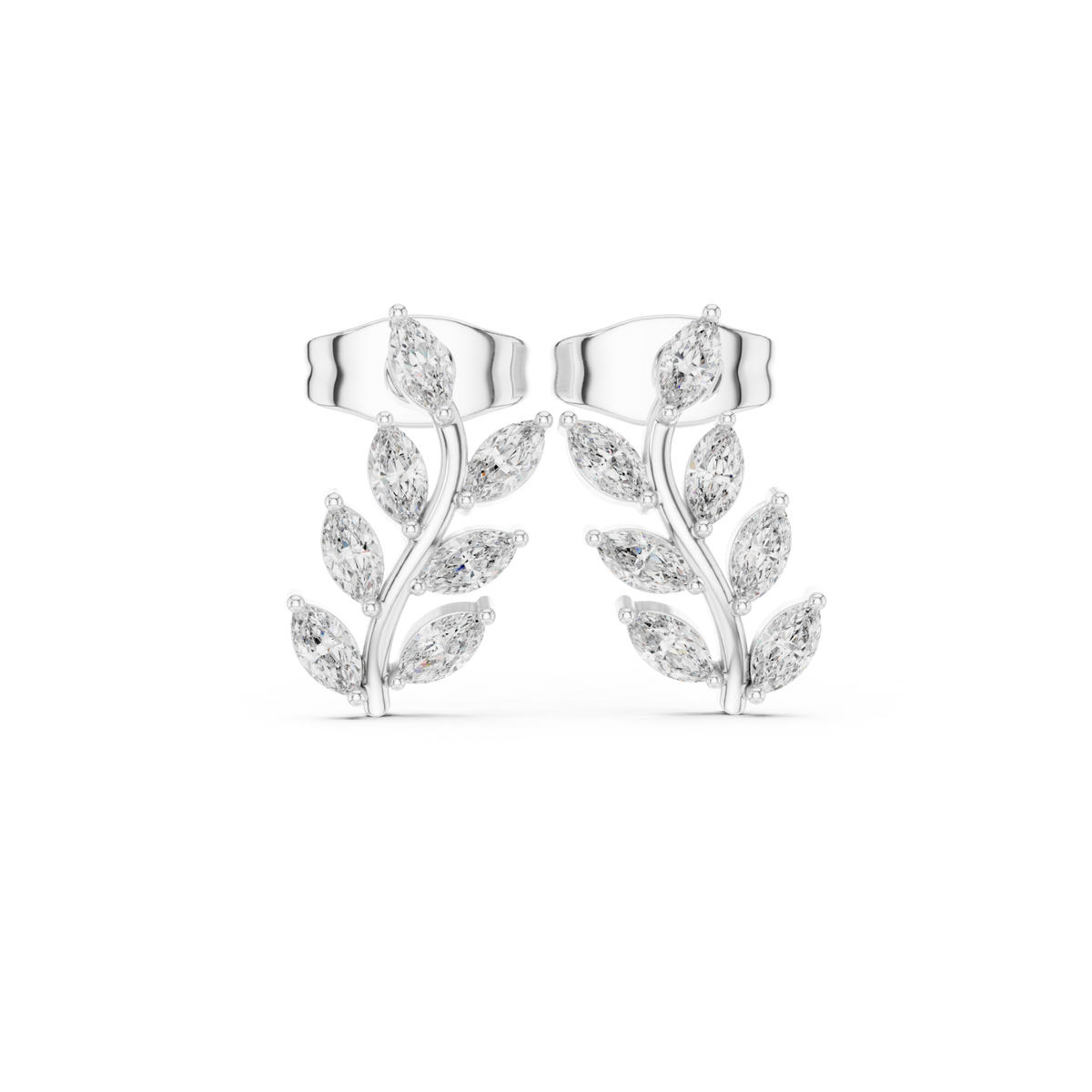  White Gold Marquise Vine Climber Studs Detail View
