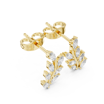 Gold Marquise Vine Climber Studs Front View