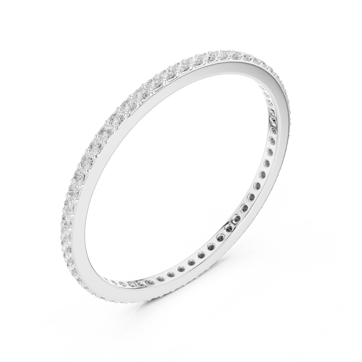Micro bead-set slim full eternity band white gold front view