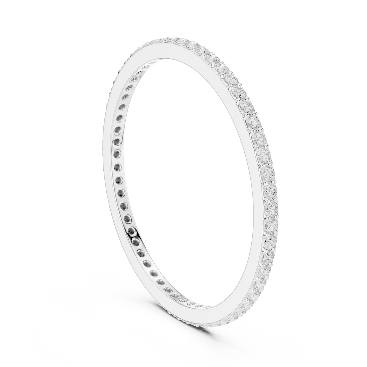 Micro bead-set slim full eternity band white gold side view