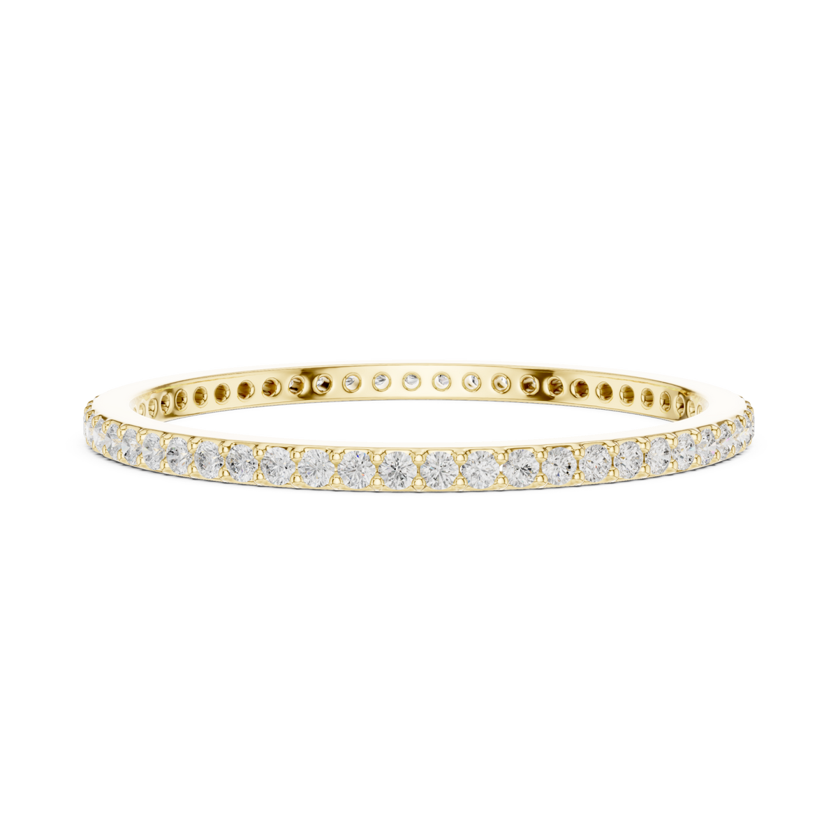 Micro bead-set slim full eternity band yellow gold angle view