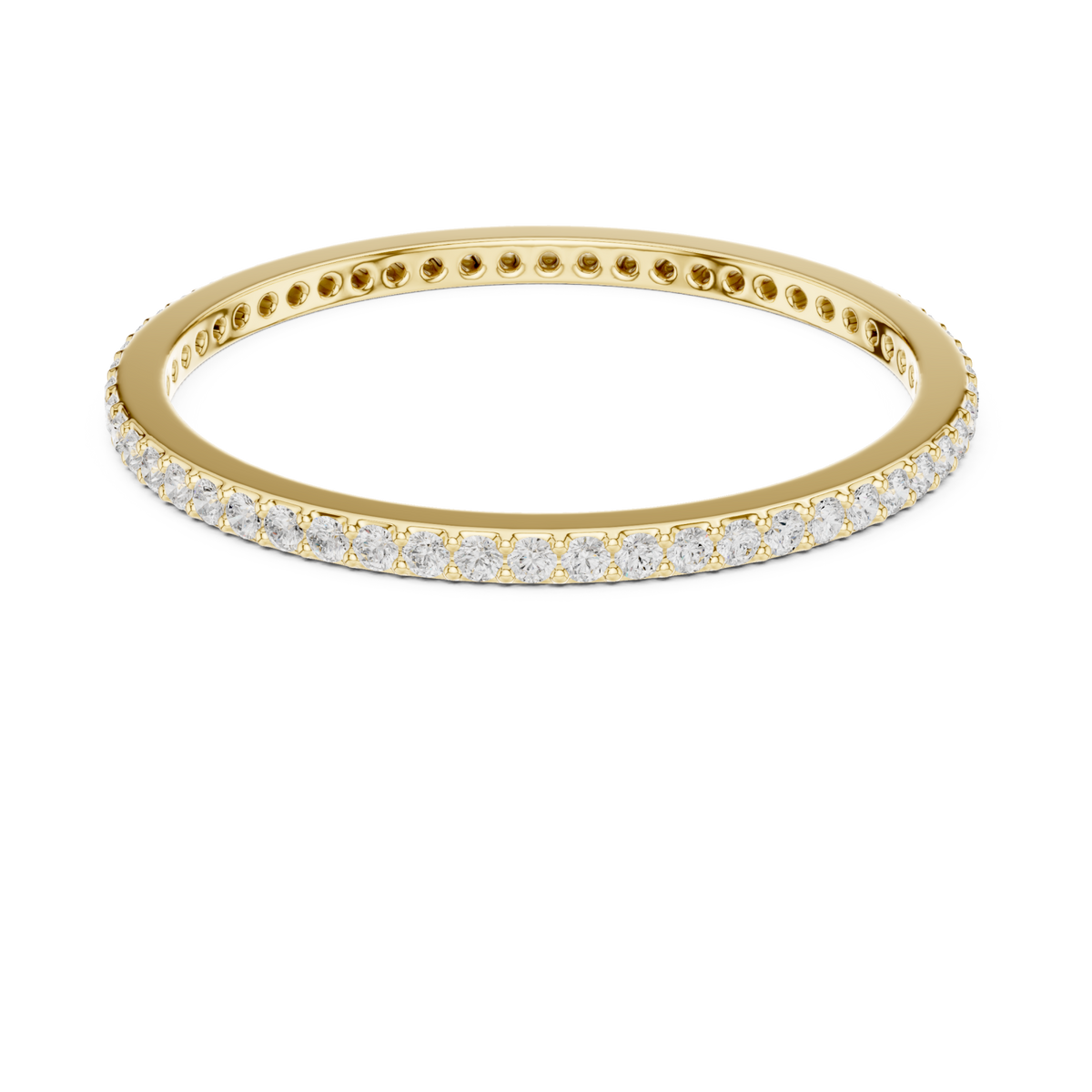 Micro bead-set slim full eternity band yellow gold detail view