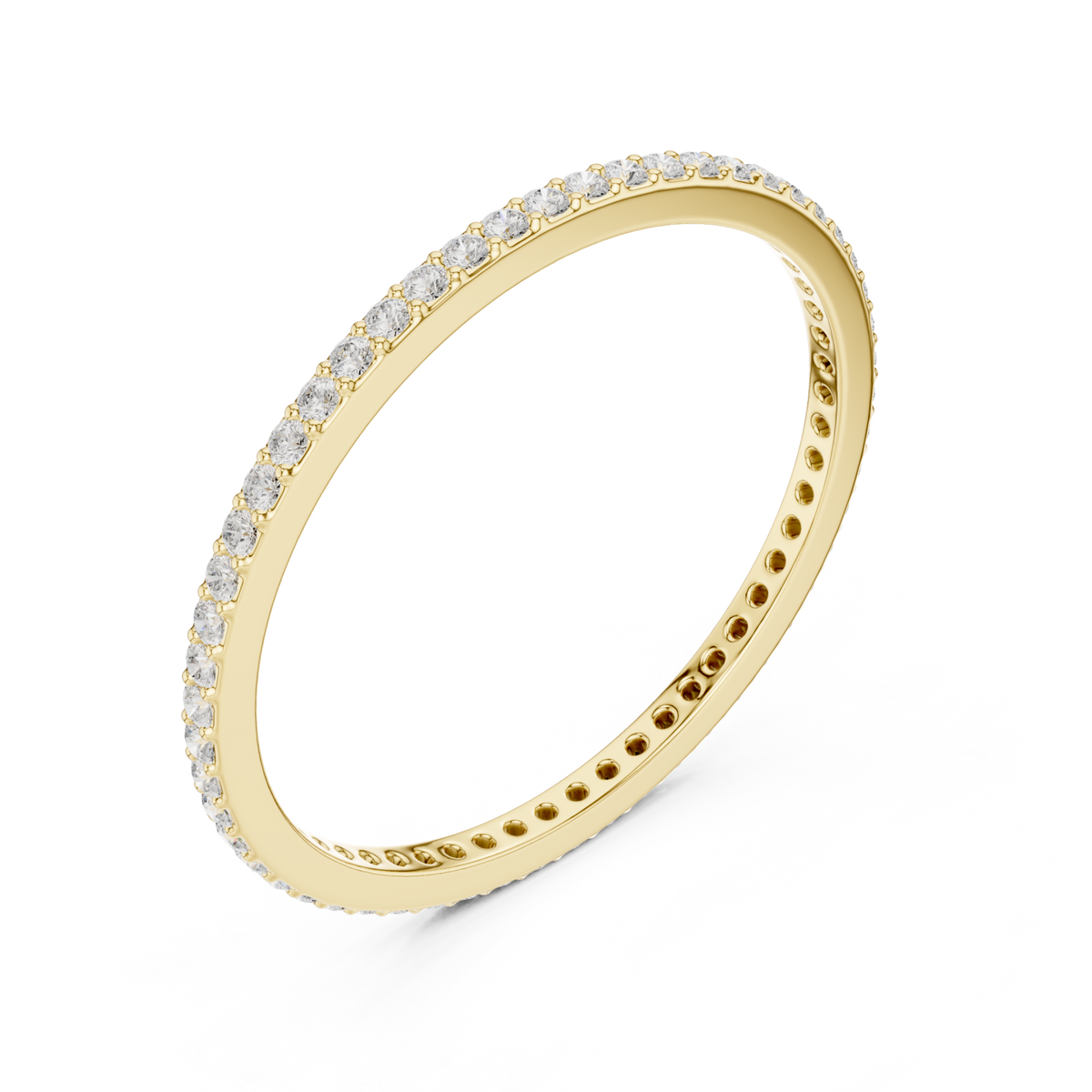 Micro bead-set slim full eternity band yellow gold front view