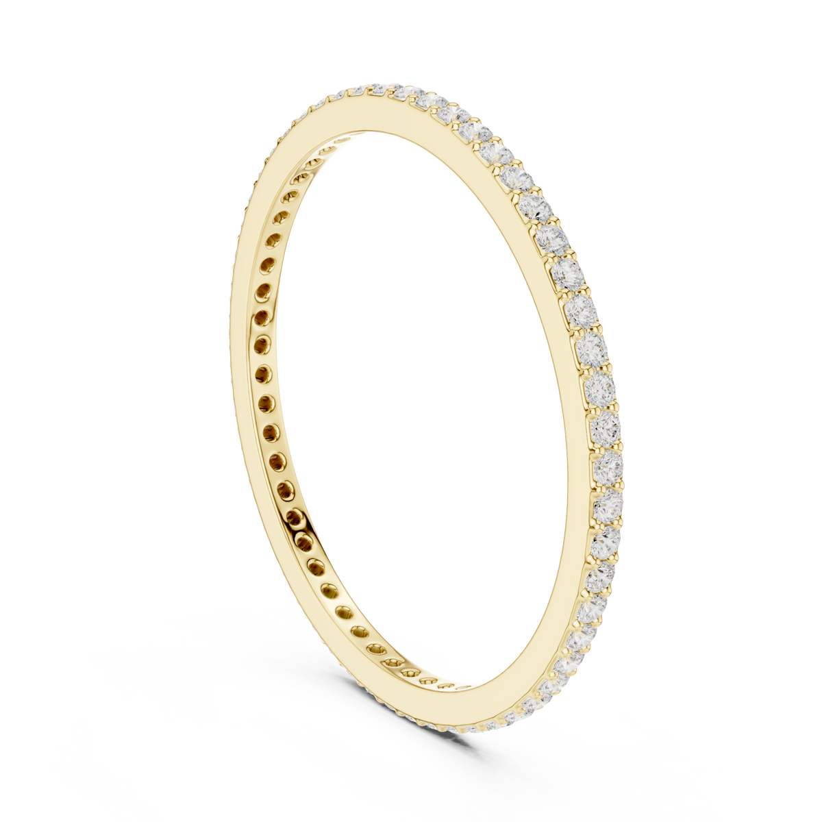 Micro bead-set slim full eternity band yellow gold side view