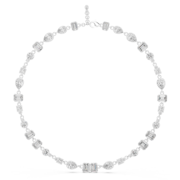 Mixed-cut diamond bezel station necklace white gold detail view