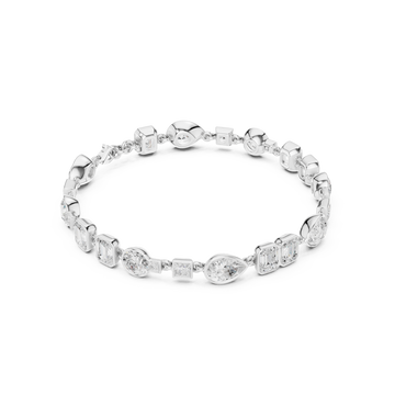  White Gold Mixed-Shape Bezel Station Bracelet Front View