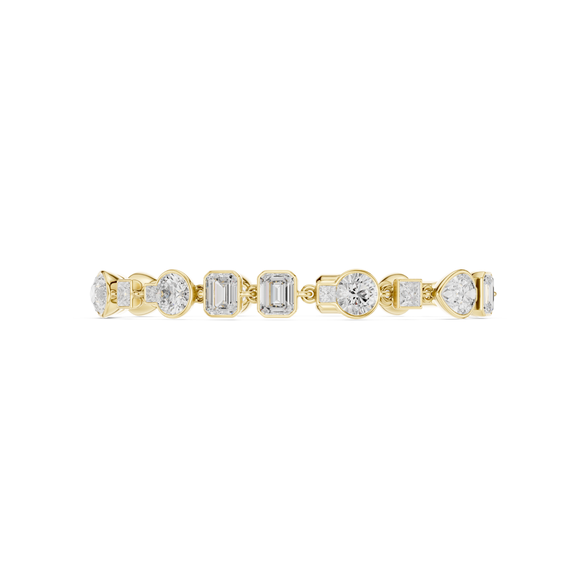  Gold Mixed-Shape Bezel Station Bracelet Angle View