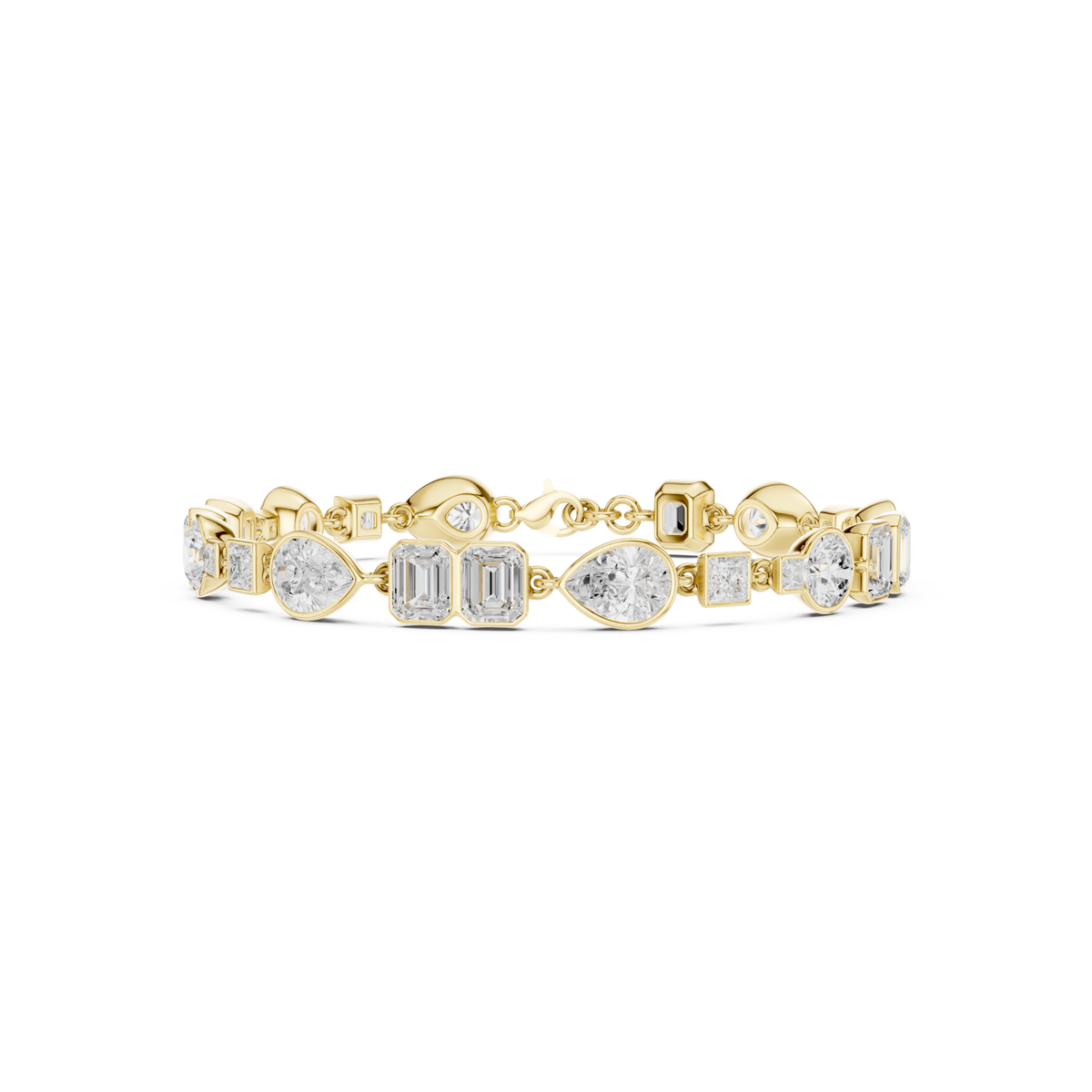  Gold Mixed-Shape Bezel Station Bracelet Detail View