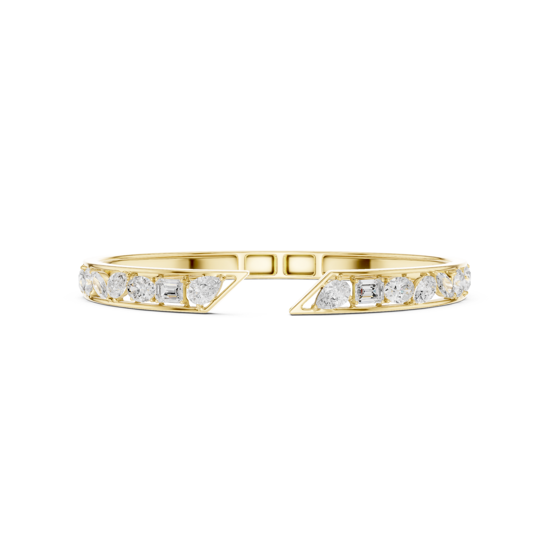 Gold Mixed-Shape Channel Cuff Bracelet Front View
