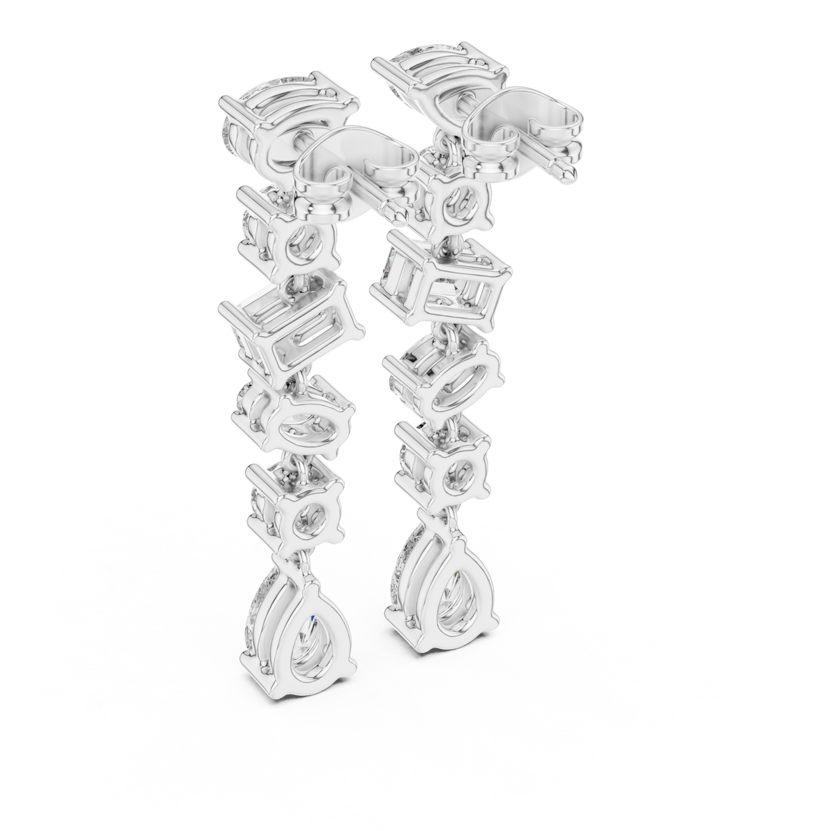  White Gold Mixed-Shape Linear Drops Side View