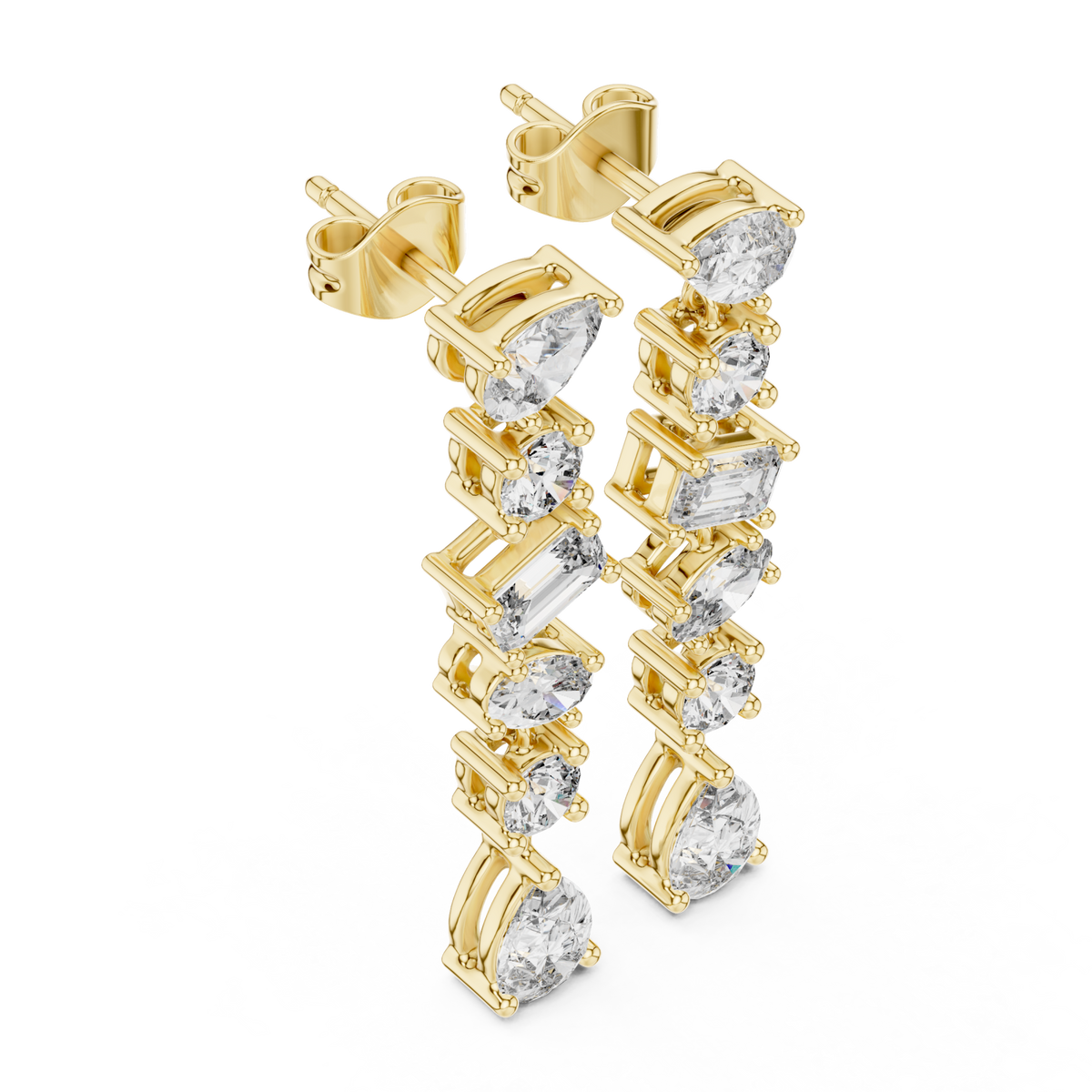  Gold Mixed-Shape Linear Drops Angle View