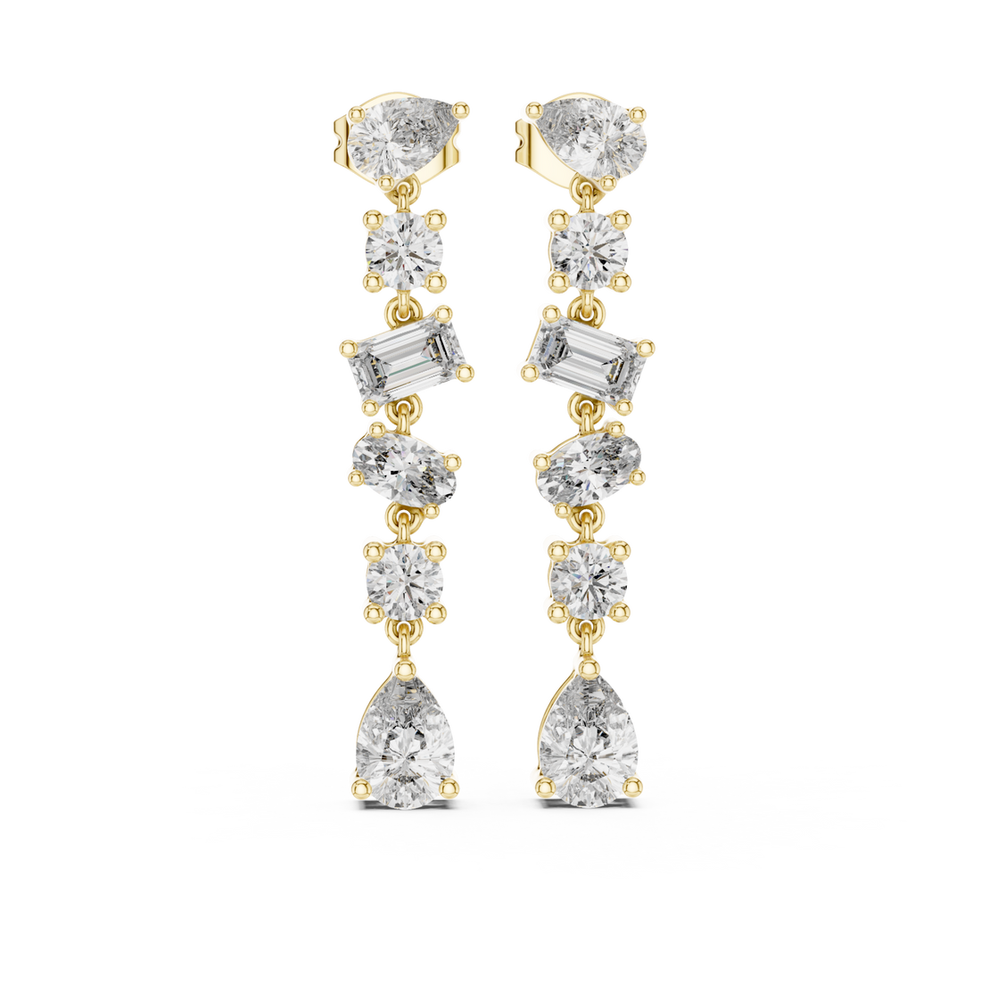 Gold Mixed-Shape Linear Drops Front View