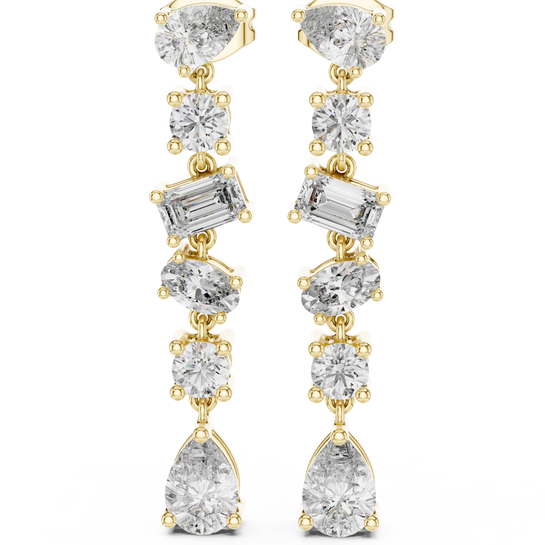 Gold Mixed-Shape Linear Drops Front View