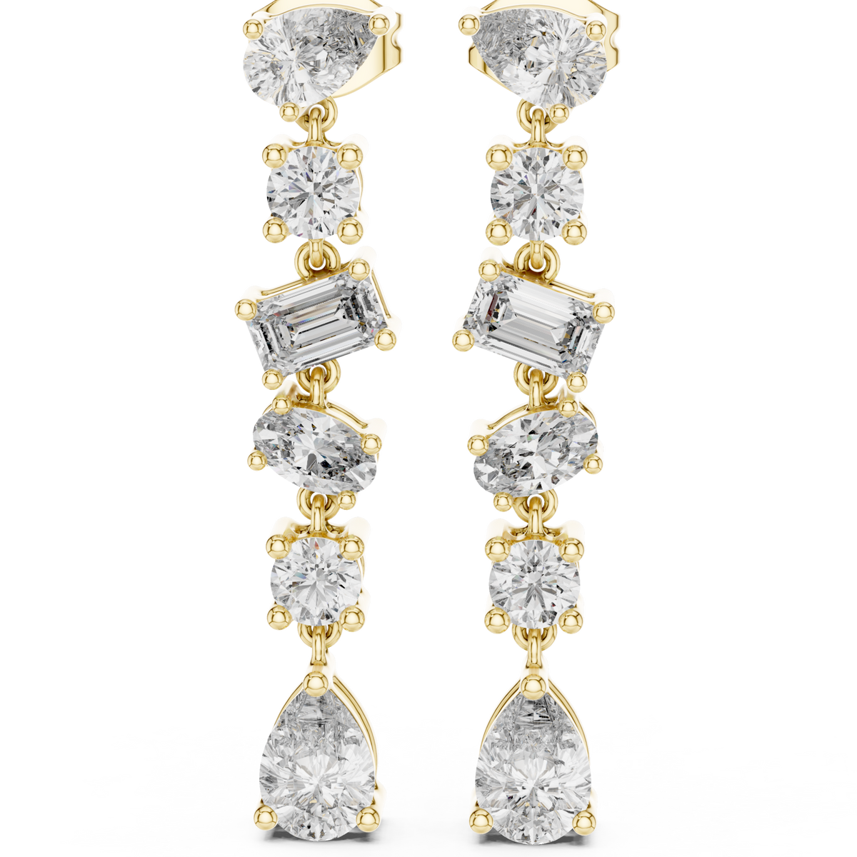 Gold Mixed-Shape Linear Drops Front View