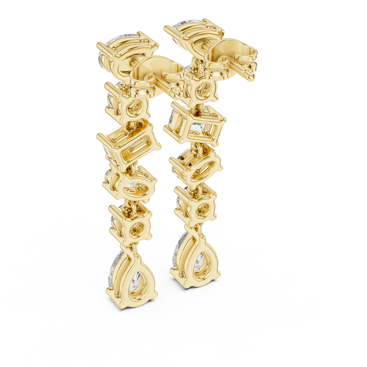  Gold Mixed-Shape Linear Drops Side View