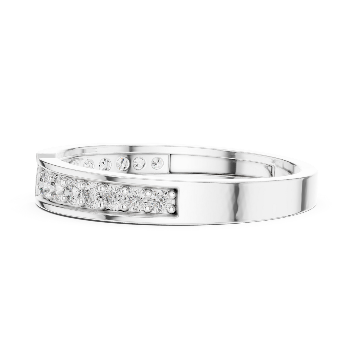 Open gap pave ring white gold angle view