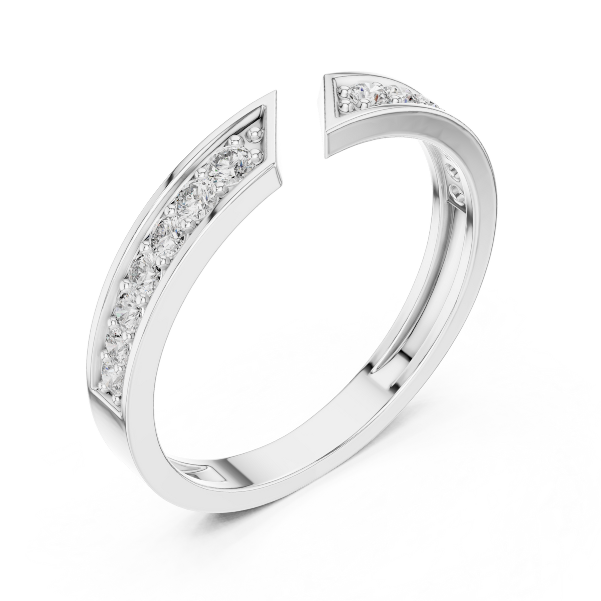 Open gap pave ring white gold front view