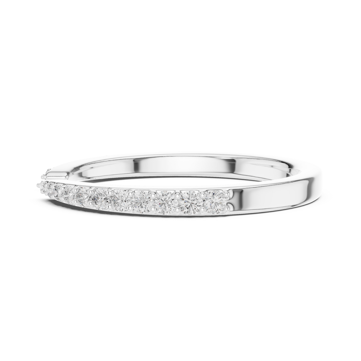  White Gold Open Pave Stackable Ring Angle View