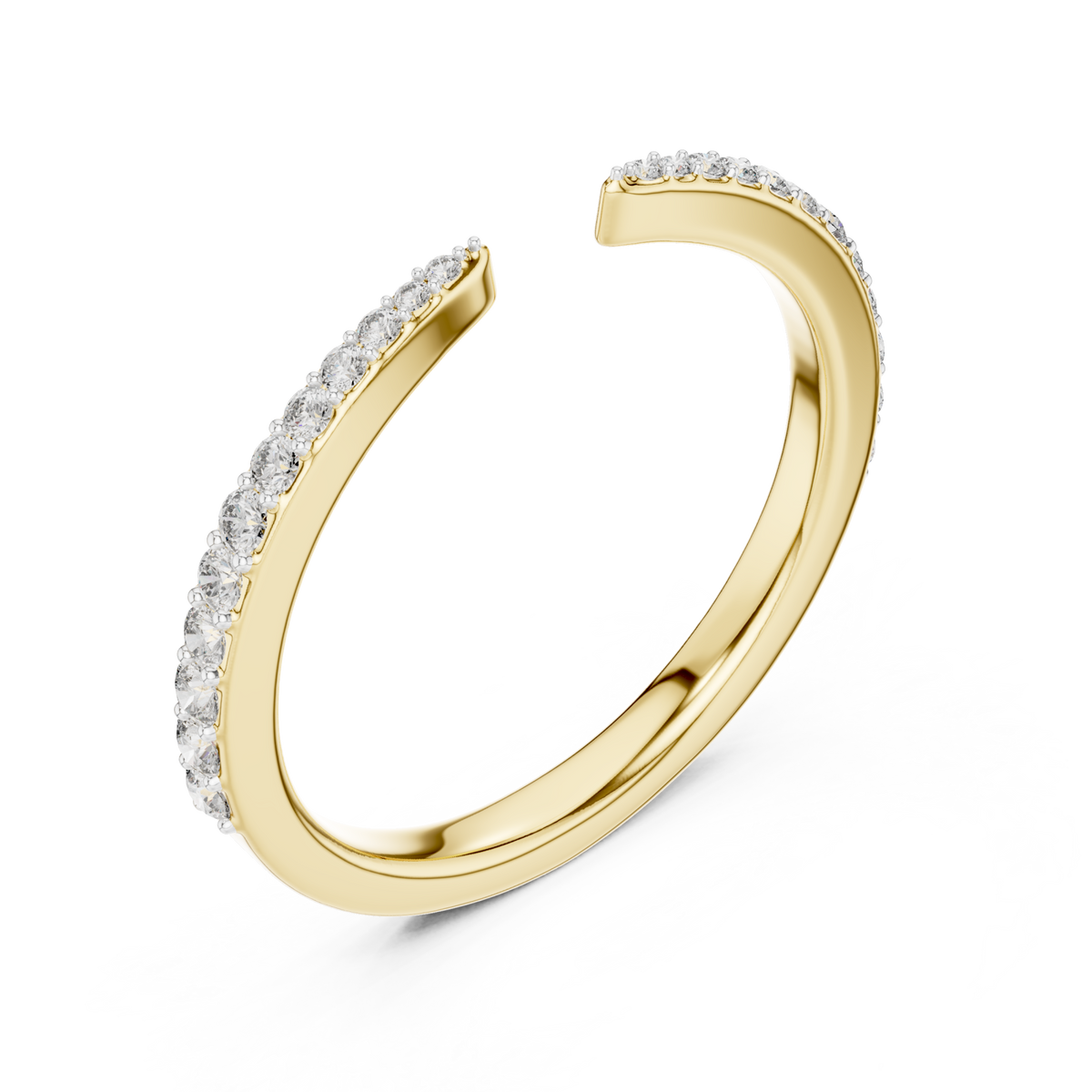 Gold Open Pave Stackable Ring Front View