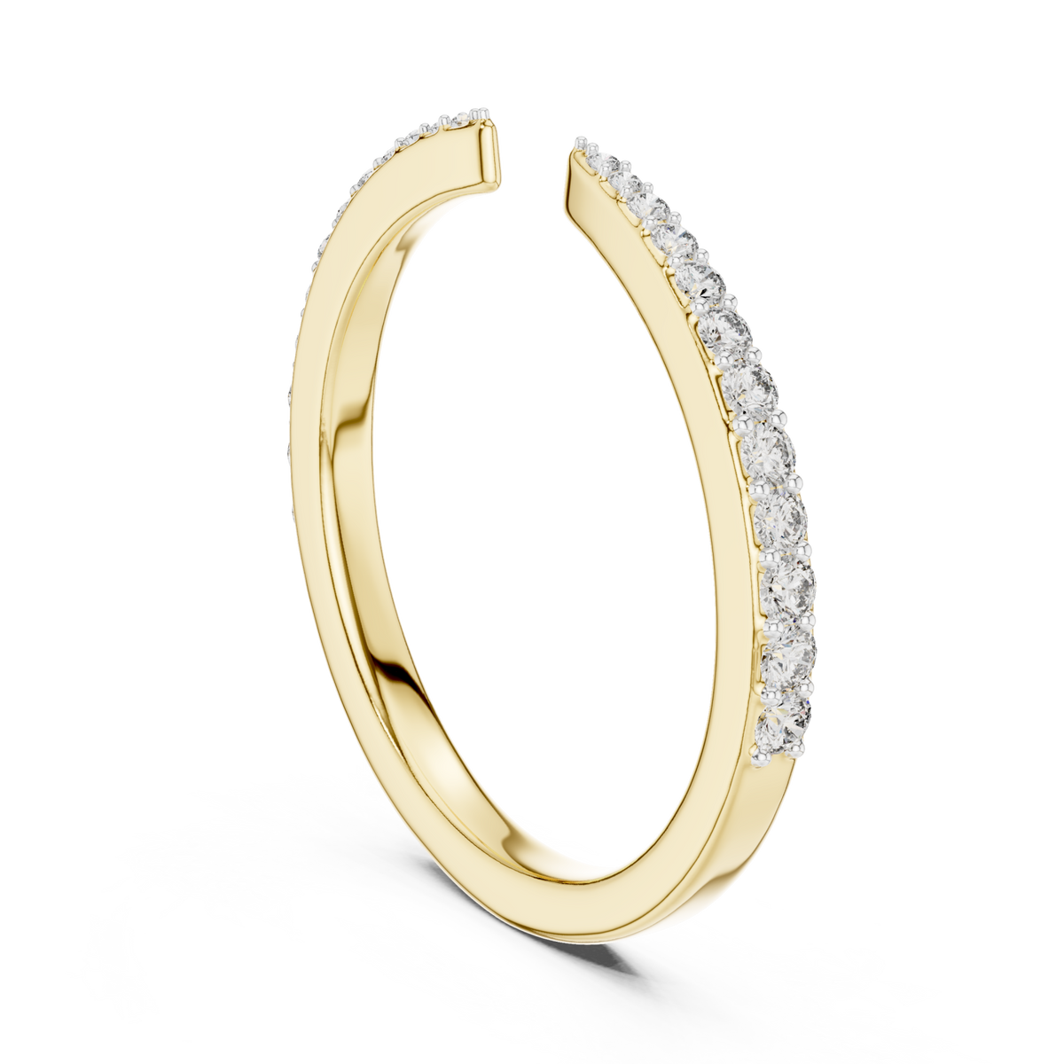  Gold Open Pave Stackable Ring Side View