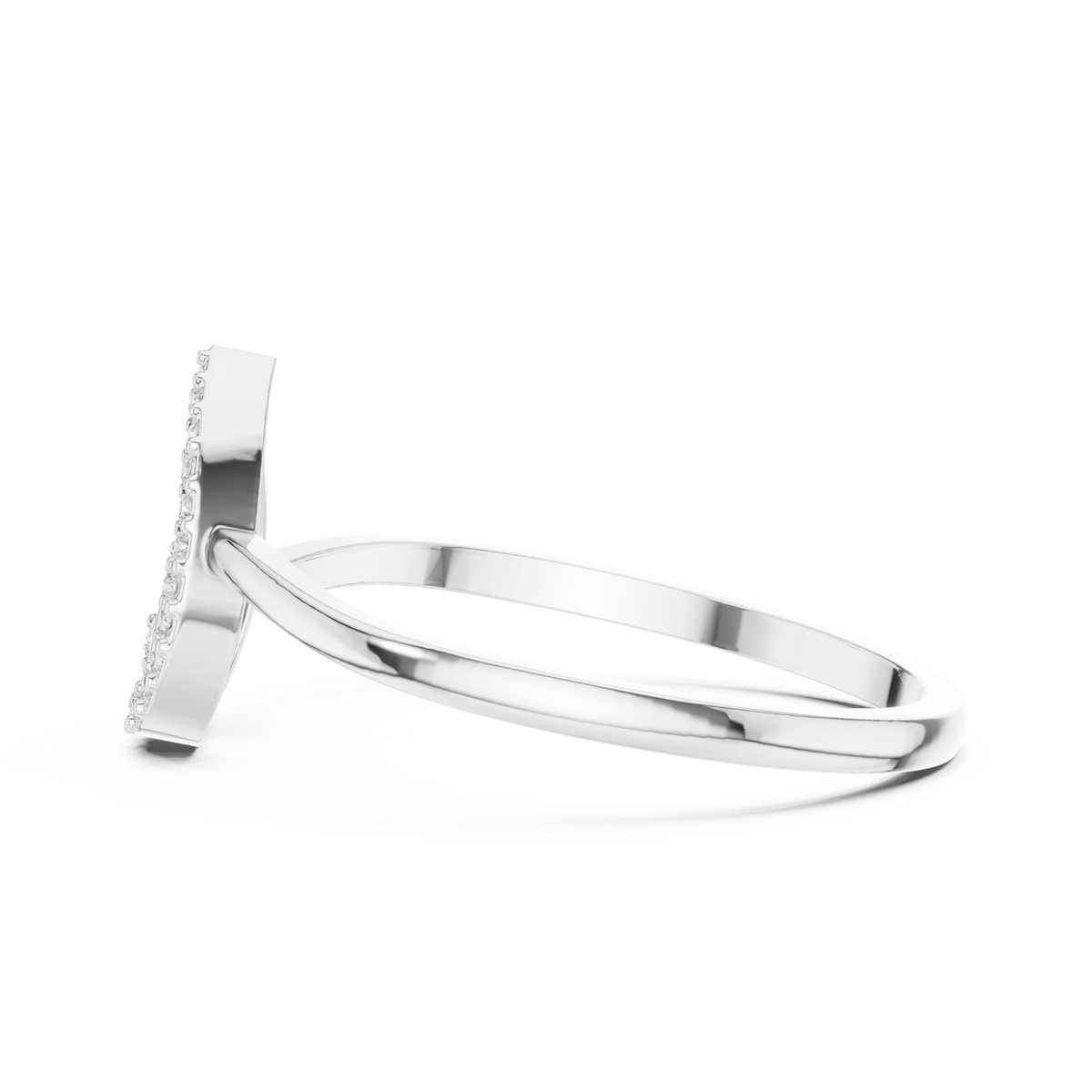 Open pear outline ring white gold angle view