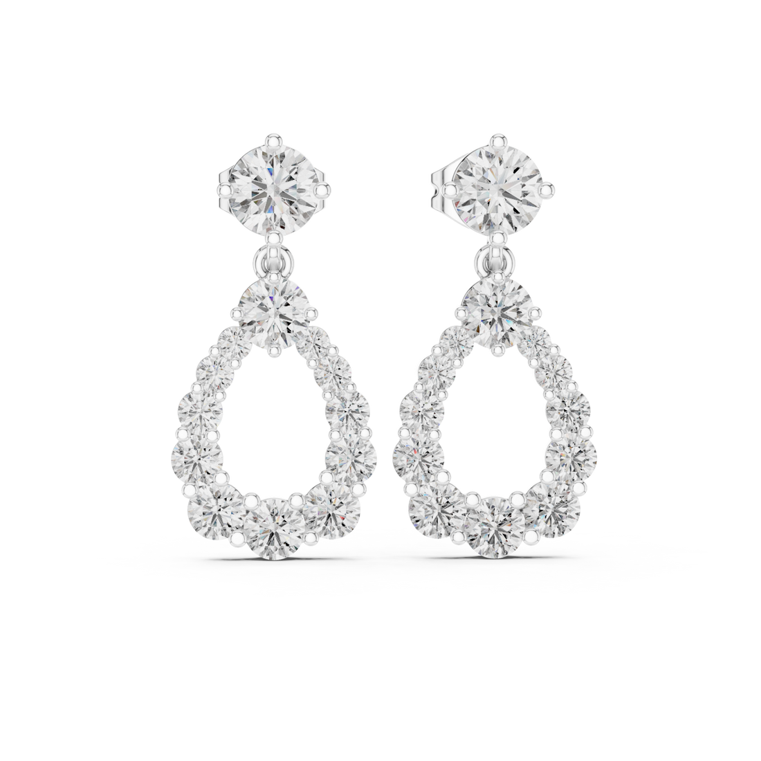  White Gold Open Teardrop Drops Front View