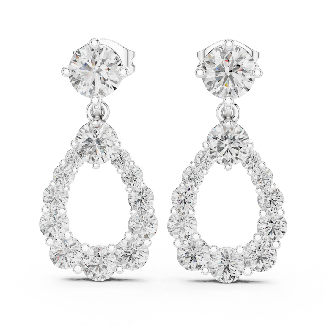  White Gold Open Teardrop Drops Front View