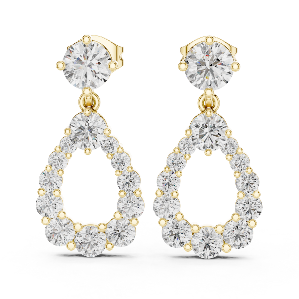 Gold Open Teardrop Drops Front View