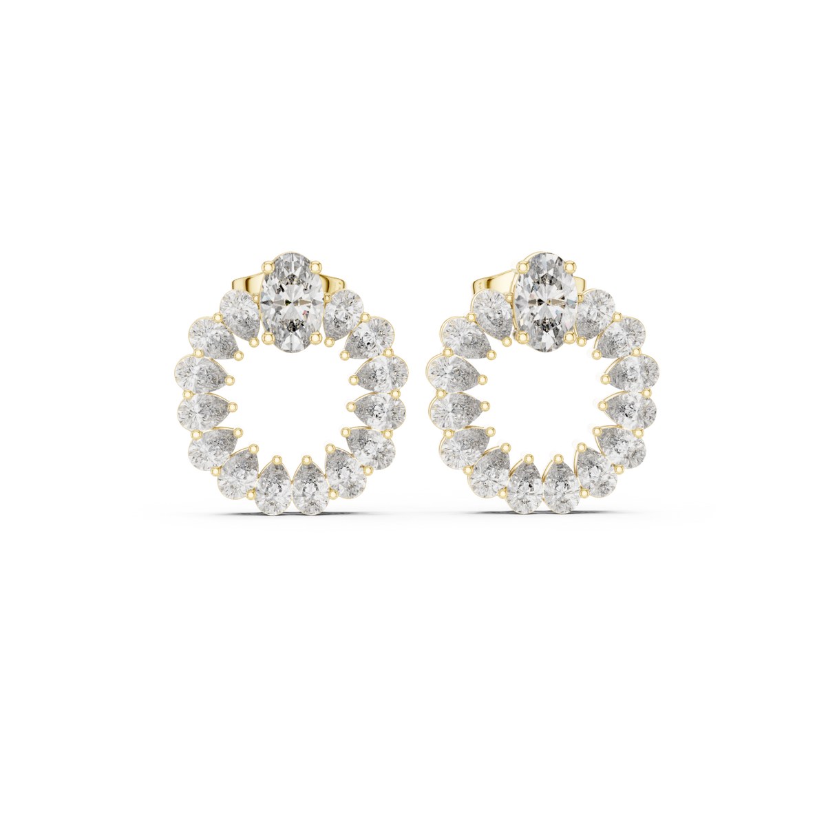  Gold Oval and Round Open Wreath Studs Detail View