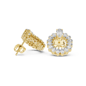 Gold Oval and Round Open Wreath Studs Front View