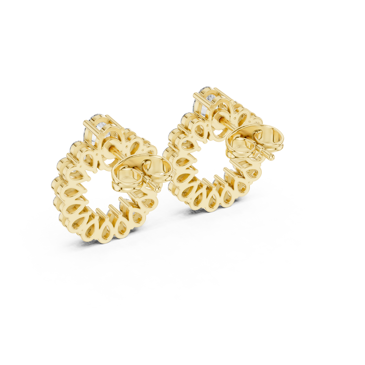  Gold Oval and Round Open Wreath Studs Side View