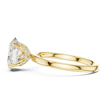 Oval classic solitaire engagement ring yellow gold side view
