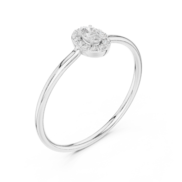  White Gold Oval Petite Halo Ring Right View