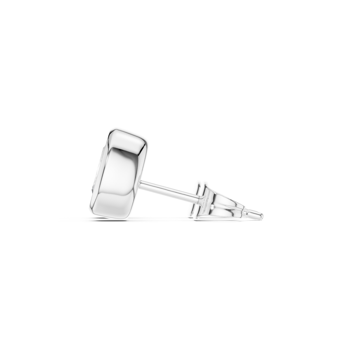  White Gold Oval Diamond Bezel Stud Earrings Side View