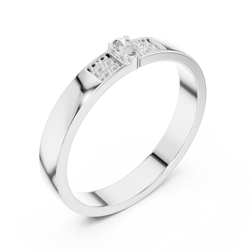 Oval diamond pave accent band ring white gold front view