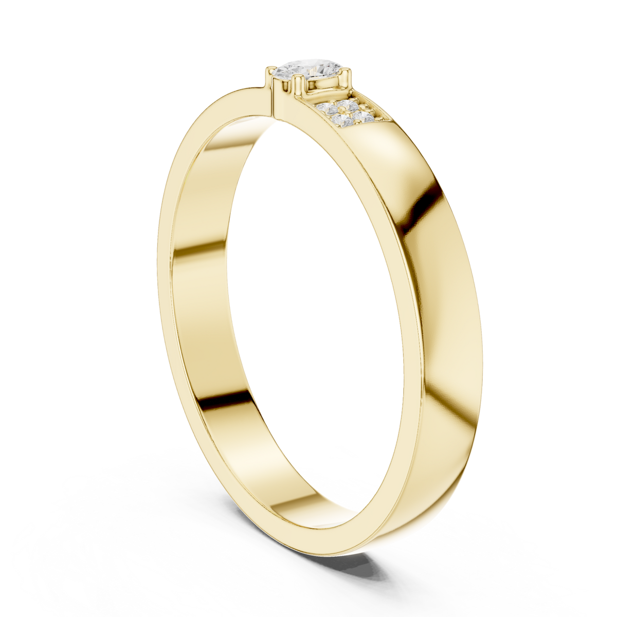 Oval diamond pave accent band ring yellow gold side view