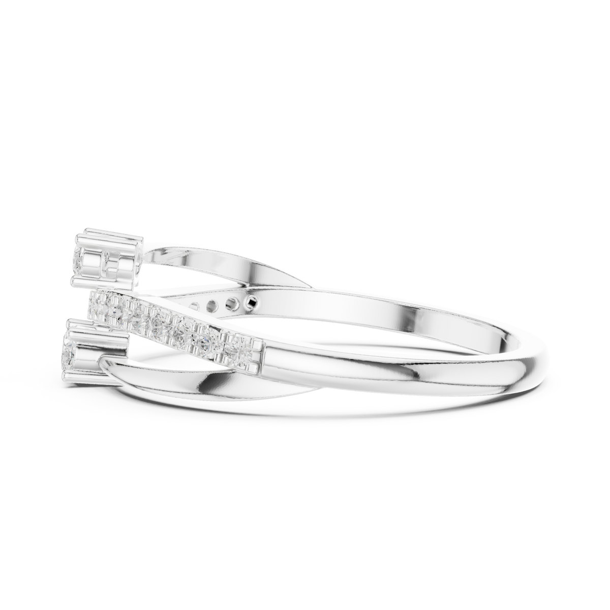 Oval duo twist pave ring white gold angle view