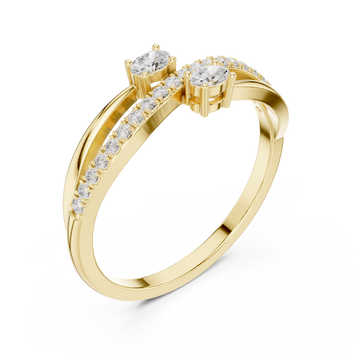 Oval duo twist pave ring yellow gold front view