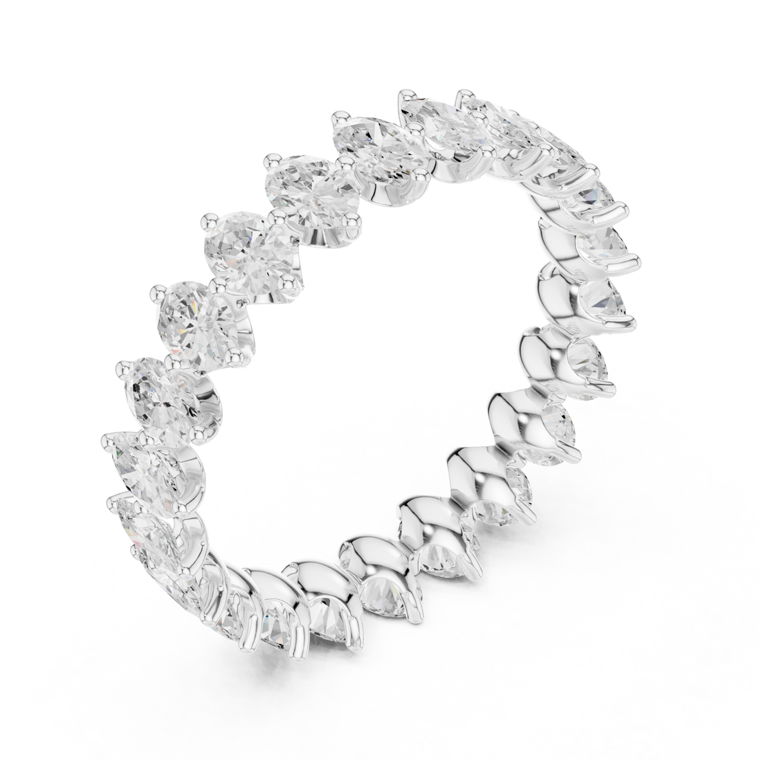 Oval east-west eternity band white gold front view