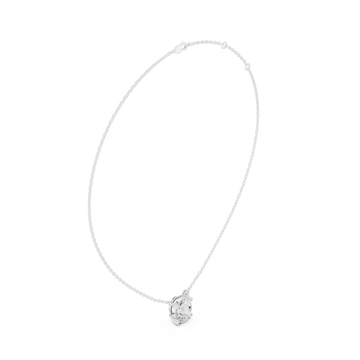 Oval floating solitaire pendant white gold front view