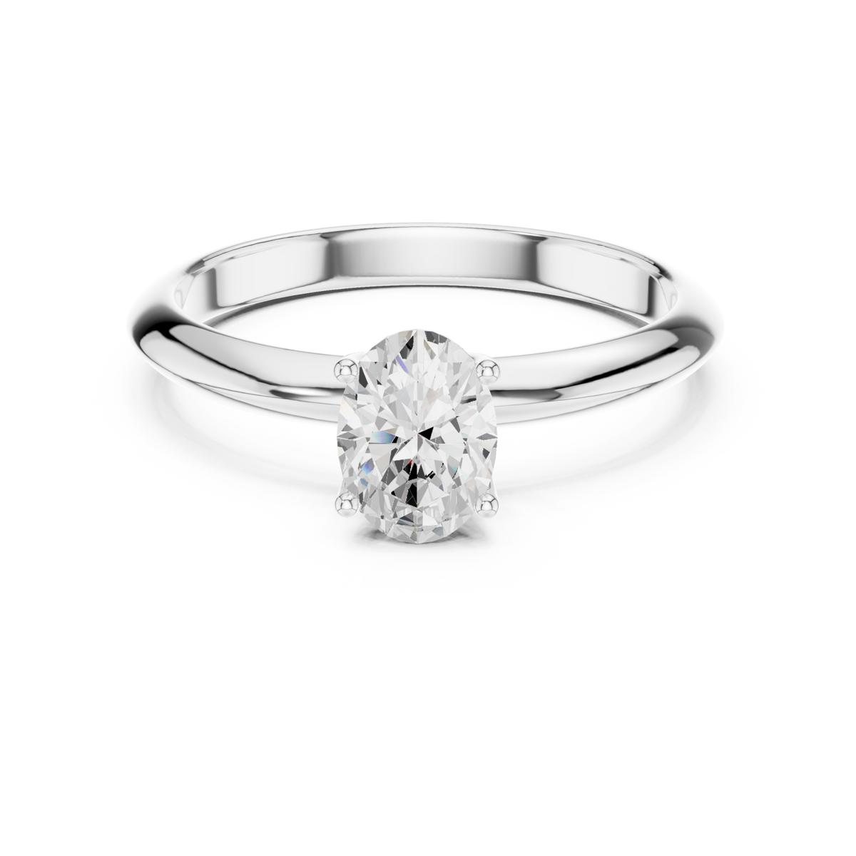 Oval petite solitaire engagement ring white gold detail view